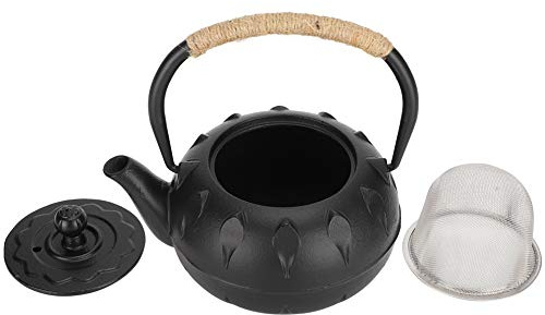 Tetera de hierro fundido de 0,6 l con infusor para hojas sueltas y bolsitas de té, tetera japonesa.