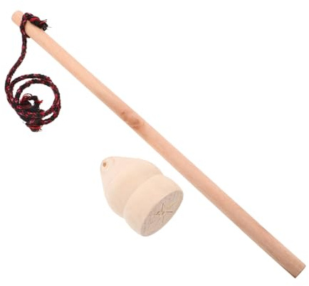 Beaupretty Handgefertigter Selbstgemacht Drehkreisel mit Peitsche Traditionelles Physikspielzeug für Outdoor Fitness Komfortables und Glattes Gefühl Nostalgisches Holzspielzeug