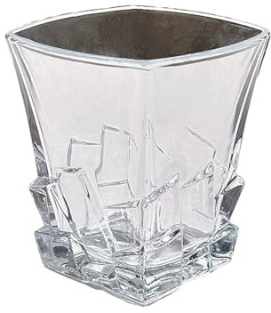 Dernucm Gallery Frosted Whiskey Glass - Luxury Double-Wall Tumbler for Bourbon & Citrus(Transparent ice Cup)