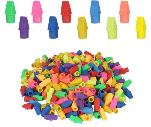 300 Pack Pencil Top Erasers Bulk 10 Colors and Cap Erasers for Pencils for Kids, Students in Classroom and School