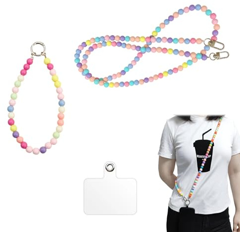 2 Stück Handykette Universal, Handy Kette Kurz Lange, Handyband Zum Umhängen, Schlüsselband mit Karabiner, Handy kette, Handy Band, Bunt Handyschnur ohne Hülle, Phone Strap für iPhone 15/14/13/12/11