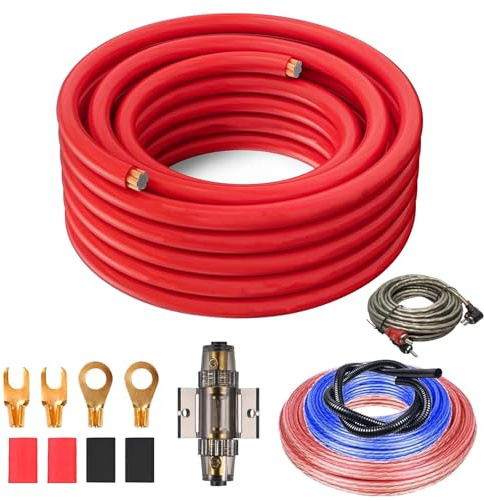 nplaseta Juego de cables de subwoofer, 5 m, juego de conexión 4GA, amplificador de coche, juego de instalación para amplificador de coche, cable de audio para coche para modificación de audio