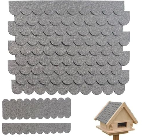 Mini Tegole Per Tetto In Feltro, 21 Pezzi Tegole Per Tetti Uccelli Autoadesive, Copertura Impermeabile Mini Tetti Per Nidi, Hotel Insetti, Conigliere(Grigio)