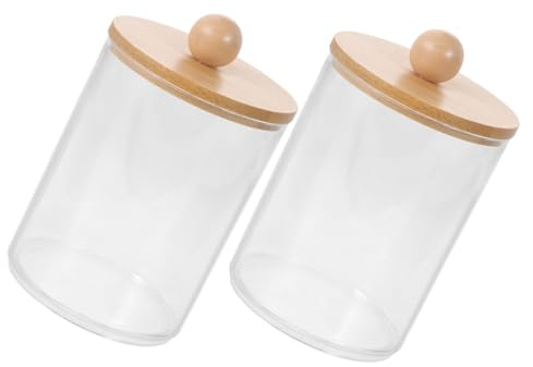 WEKADRIN 2 piezas Contenedor para Hisopos y Algodón Transparente de Escritorio Compacto y Resistente Caja Organizadora para Baño y Maquillaje Diseño Elegante y Bordes Suaves