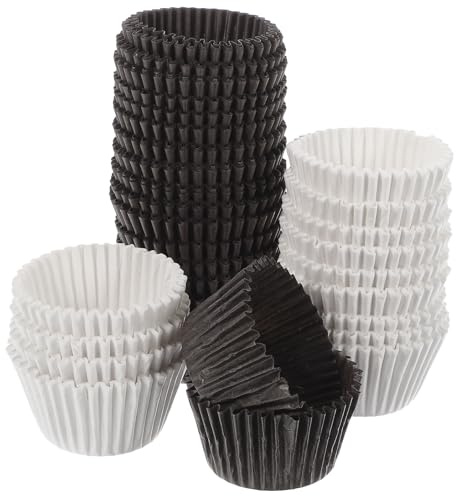 JECOMPRIS 1000 piezas Moldes Grandes para Cupcakes Papel Anti-grasa Tazas de Pastel Desechables Blanco y Marrón para Fiestas y Repostería
