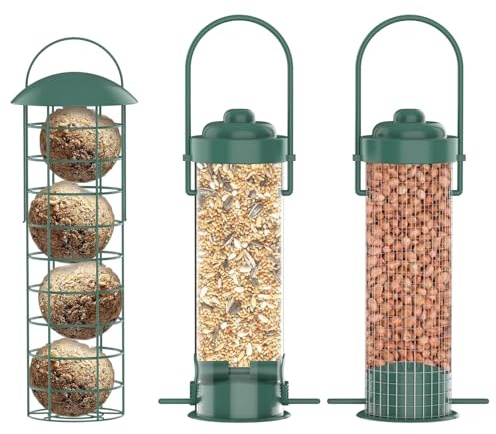 De Pájaros De Metal | 3 Piezas Porta Alimentos de Metal Antioxidante | s de Exterior a Prueba de Ardillas | para Colibrí Carbonero Pinzón Alimentación Jardín Patio Porche Balcón