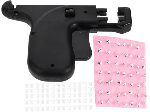 IMIKEYA Set di piercing per orecchie pistola nera in acciaio inox kit 98 orecchini e tappi set sicuro e preciso per piercing orecchie e naso adatto per uso personale e
