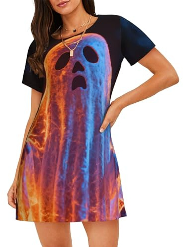 Zelinge Halloween bekväm nattklänning för kvinnor nattskjorta sovskjortor bekväma myskläder X-Large