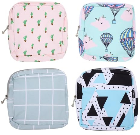 GALPADA 4Pcs Portable Period Bags Tampon Holders Sanitary Pouch Set Women Supply Convenient Female Supply Travel Toiletry Pouches for Feminine Care