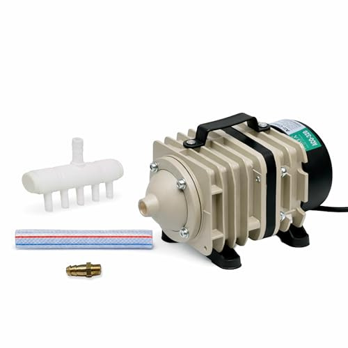 VIALIA Luftpumpe ACO ölfrei, leise <60 dB, Aluminiumgehäuse, Luftkompressor für die Belüftung von Teich und Aquarium