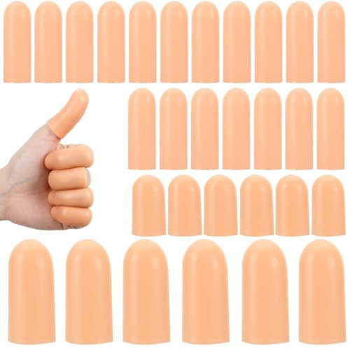 30 Pcs Gel Finger Cots, Silicone Finger Protectors, Reusable Finger Covers Soft Thumb Sleeve High Elastic Fingertip Bandages for Wounds Cracked Skin Blisters Calluses (Multi-Size)
