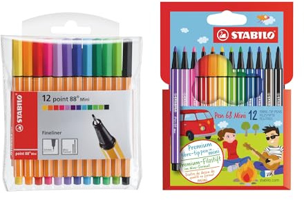 STABILO - Premium-Filzstift - Pen 68 Mini + Fineliner point 88 Mini | zwei 12er Etuis