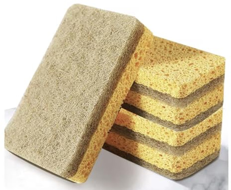 8 Pack Non-Scratch Eco Sponge Washing up Compostable Kitchen Dish Sponge Biodegradable Washing Up Scrubber Sponges for Dishes with Heavy Duty Scouring Pad Antibacterial Odour-Resistant Sponge