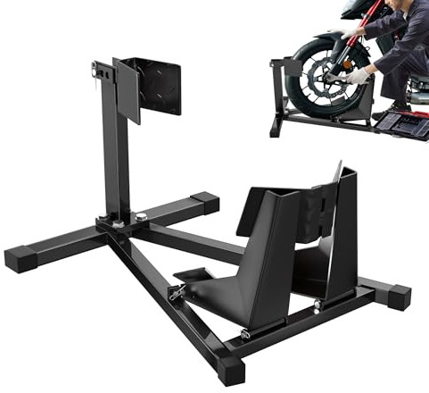 YEATHOR Motorcycle Front Wheel Stand Heavy-Duty Motorbike Wheel Chock Maintenance Stand Metal Non Slip Adjustable for Tyre 17-21 Inches Universal Holder Support for Crusier Ebikes Dirt Bikes
