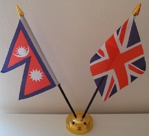 Nepal Nepalese Union Jack 2 Flag Friendship Desktop Table Centrepiece Flag Flags With Gold Base Ideal For Party Conferences Office Display