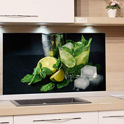 GRAZDesign Küchenrückwand Glas Cocktail - Spritzschutz Küche Glas Limetten - Glasrückwand Küche Caipirinha / 80x40cm