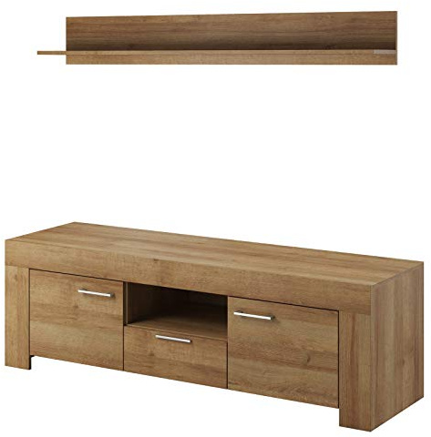 Tv Schrank Sky Lowboard Unterschrank mit Hängeregal (Riviera Eiche)