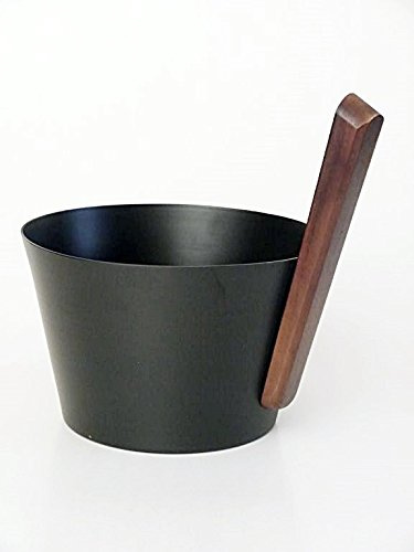 SudoreWell® Saunakübel Sauna - Aufgusskübel 5,0 l aus ALU (schwarz) mit Holzgriff