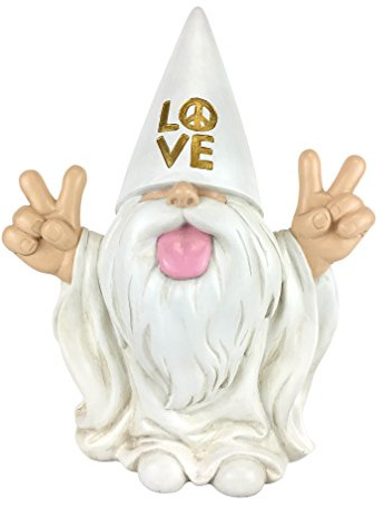 GlitZGlam Nain Rocker - George - Peace and Love - Ce Nain Vous apporte la Paix et l'amour Ainsi qu'à Votre Jardin enchanté Un Nain de Jardin Miniature Grand Format de 25,4 cm de Haut