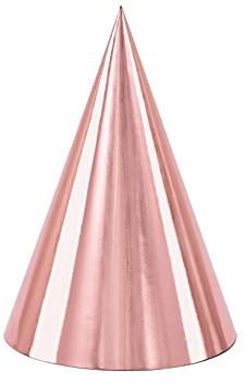 6 Chapeaux de fête en carton rose gold 16 cm
