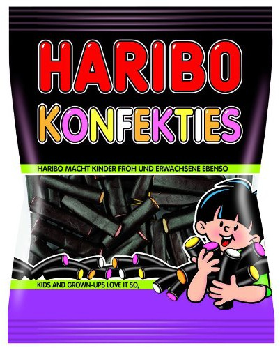Haribo Konfekties gefüllte Lakritz Sticks - 10 x 175g Beutel