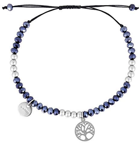 StarAppeal Lebensbaum Freundschaftsarmband, Lebensbaum Armband mit Perlen, Größenverstellbar, Mädchen, Damen Armband, Handmade (Grau)