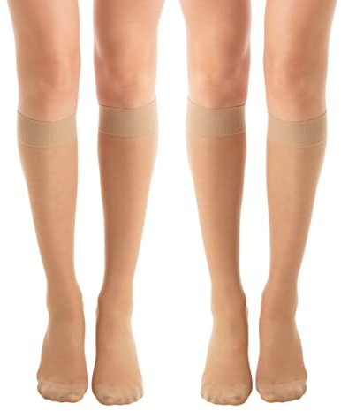 RelaxSan Multifiber 450FM - SET 2 PAR (Hudfärg, Sz.4) Knästrumpor, gradvis kompression 8-11 mmHg, 40 den