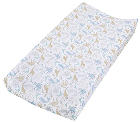 aden + anais Essentials Changing Pad Cover, 100% Cotton Muslin, Super Soft & Breathable, Tailored Snug Fit, Single, Natural History