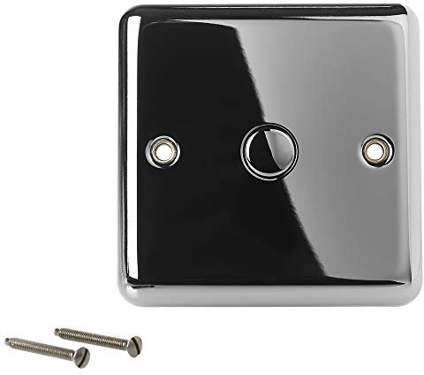 Volex 1 Gang 1 Way Wall Mounted Touch Light Dimmer IR Control Switch Button (Round Black Nickel)