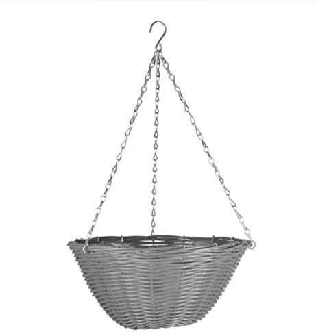 Garden Mile® Rattan-Effekt Garten Hängekörbe für Blumendekorations-Außen- oder Indoor-Hängetopf (Schieferkorb)