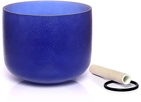 TERRITORY A note Third Eyes Chakra Indigo Colored Quartz Frosted crystal singing bowl 8 inch