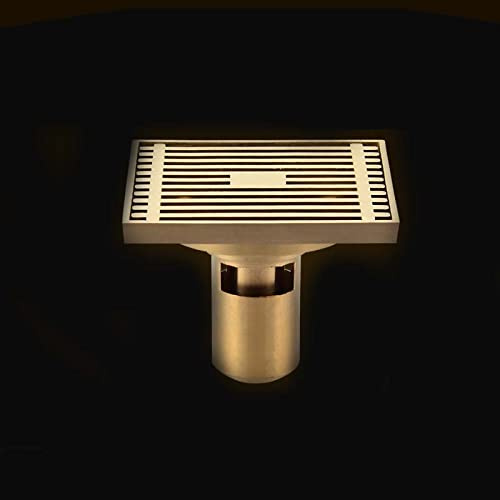 CENPEK Scarico a pavimento da bagno da 4 pollici con flangia di base da 2 pollici, ottone rimovibile per doccia con filtro quadrato (L)