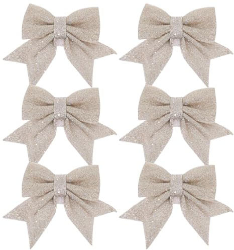 Weihnachten Schleife Christbaumanhänger 6pcs Glitzer Geschenkschleife Weihnachtsschleifen Weihnachtsbaum Band Schleifen Weihnachten Hochzeit Deko Weihnachtskranz Bogen