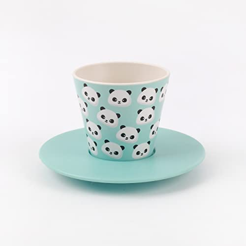 IDRINK®- Set tazzina, piattino e cucchiaino in RPET | Ottimo e simpatico regalo rispettoso del'ecologia| (PANDA)