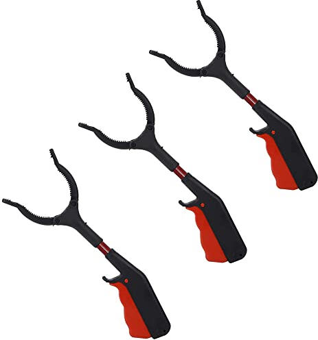wydhcgd 3 Stück 30cm MüLlgreifer, Kinder Greifzange, Greifarm Garten Greifer, MüLlsammelklammern MüLlzange, Senioren Kurz MüLlgreifer, HygienemüLlklammern Tragbare MüLlsammelzange für Haushalt (rot)