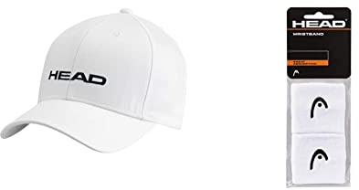 Head Promotion cap, Berretto Unisex Adulto, Bianco, Taglia Unica & Polsino da 2.5”, Accessori Tennis Unisex Adulto, Bianco, Taglia Unica