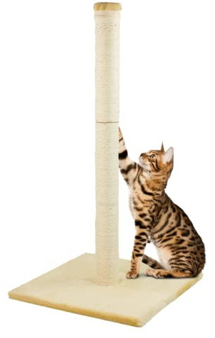 KCT Large Beige Cat Scratching Post Activity Tree Kitten Climbing Tower Pole Toy