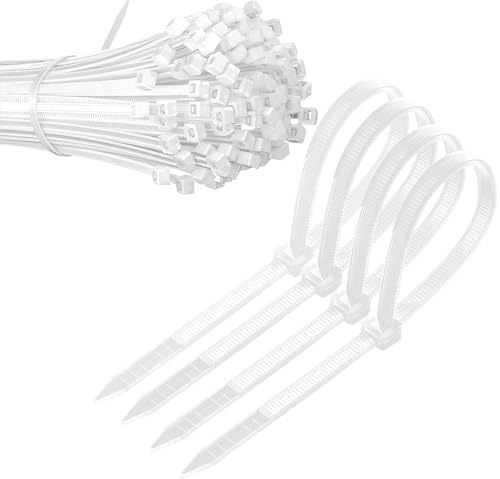Qrity 200 PCS White Nylon Zip Ties, 3.6x150mm, Premium Nylon, Secure Self-Locking Mechanism, Plastic Ties for Home, Office, DIY