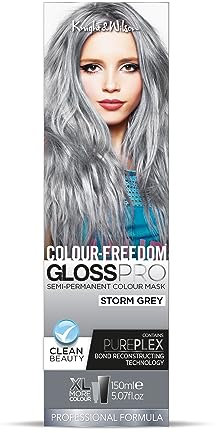 Knight & Wilson Colour-Freedom Gloss Pro 150ml Storm Grey Semi-Permanent Hair Colour - Ultra-Vibrant Vegan Colour Mask with PurePlex | Ammonia Free Colour Lasts Up To 6-10 Washes