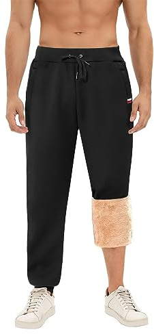 PASUDA Pantalon Polaire Homme Pantalon de Jogging Hiver Coton Ultra Chaud Pantalons de Sport Taille Élastique Coupe avec Poches Zippées Survêtement Sportwear Décontracté