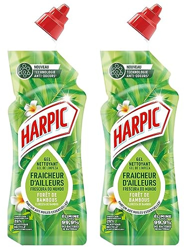 Harpic WC-Gel – Reinigungsmittel Frische von Ailleurs Duft Bambusbohrer mit Anti-Geruchstechnologie – 2 x 750 ml