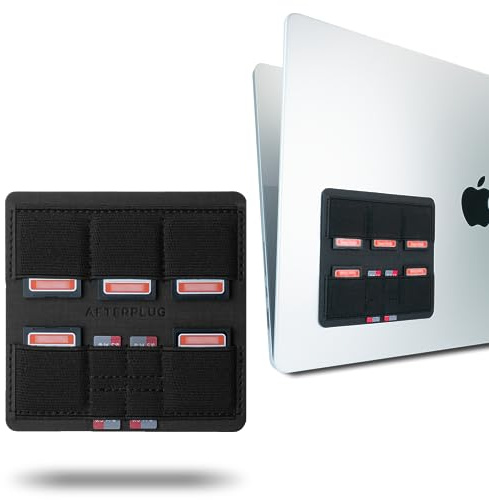 Afterplug Ultra Slim Adhesive SD & MicroSD Card Holder for Laptops, 9 Slots for 5 SD and 4 MicroSD Cards, Black
