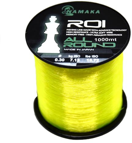 Namaka® Fil ROI Fluorocarbone Coating ligne de pêche All Round MT 1000 Diam. de 0,20 à 0,80 (Ø 0,30 mm - 7,13 kg - 1000 m, MonoFIL ROI JAUNE)