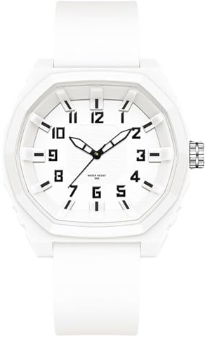 RORIOS Reloj Minimalista para Hombre Reloj de Pulsera Cuarzo 50m Impermeable Relojes Deportivo Luminoso Reloj Casual Analógico Reloj Unisex Silicona Blanco A