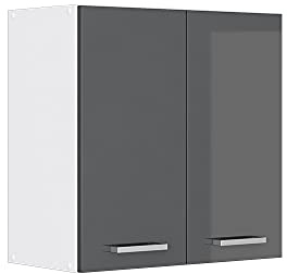 Vicco Hängeschrank R-Line, Anthrazit Hochglanz, 60 x 60 cm | mit Türen, zur Wandmontage zur Aufbewahrung von Haushaltsutensilien