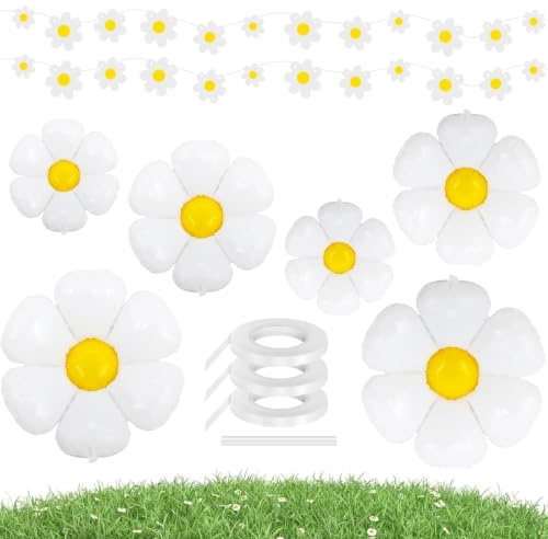 10 Stk Gänseblümchen Deko Geburtstagsdeko Blumen GäNseblüMchen-Luftballons | Blumen Luftballon，Gänseblümchen Boho Banner Party Dekorationen， Geeignet für Gänseblümchen Party Hochzeit Party etc