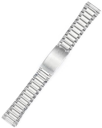 MGHN Universal klockarmband i rostfritt stål Metallurrem med hopfällbart spänne platt munklocka kedja 12/14/18/20 mm klocka(Color:Silver,Size:18mm)