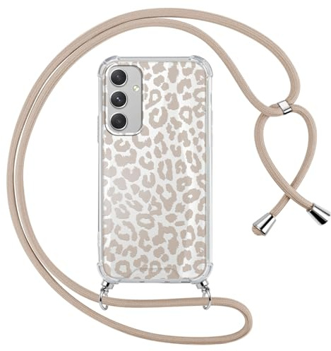 ZhuoFan Handykette Handyhülle für Samsung S20 FE 5G/S20 Lite/S20 Fan Edition Hülle mit Band, Transparent Aesthetic Leopard Muster Schutzhülle Silikon + PC mit Kordel Necklace Lanyard Bumper Case, 01