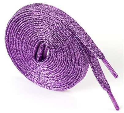 Hrlace 2 par glitter skosnören 1 mm breda färgade platta skosnören metalliska gnistrande skosnören för gör-det-själv sneakers, segelskor, repskosnören, sneakers, 110 cm, Ljuslila
