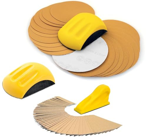 Peachtree Woodworking Supply 73 Piece Sanding Mouse & Detail Sander Kit • 5 inch Sanding Mouse with 20 Sanding Discs • Sanding Mouse Mini Detail Sander with 50 Pre-Cut Gold Sanding Strips